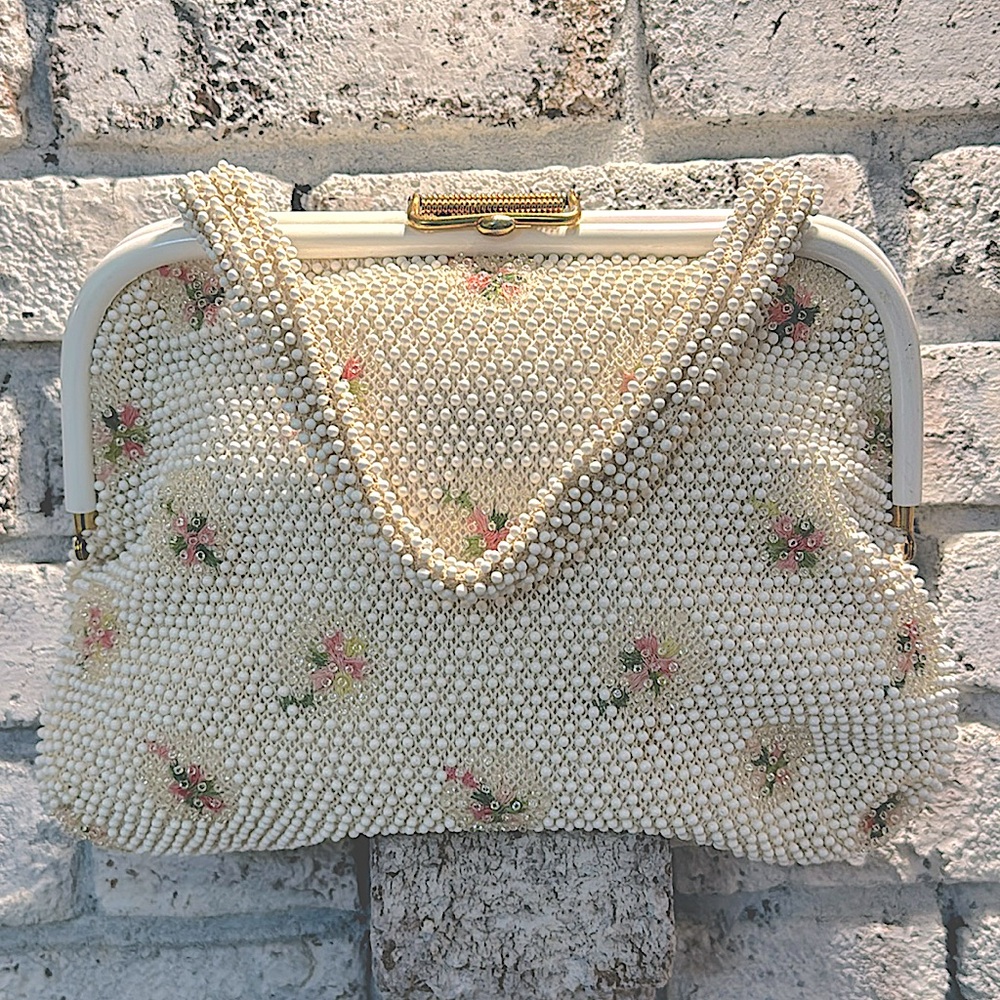 Beaded Floral Handbag Purse